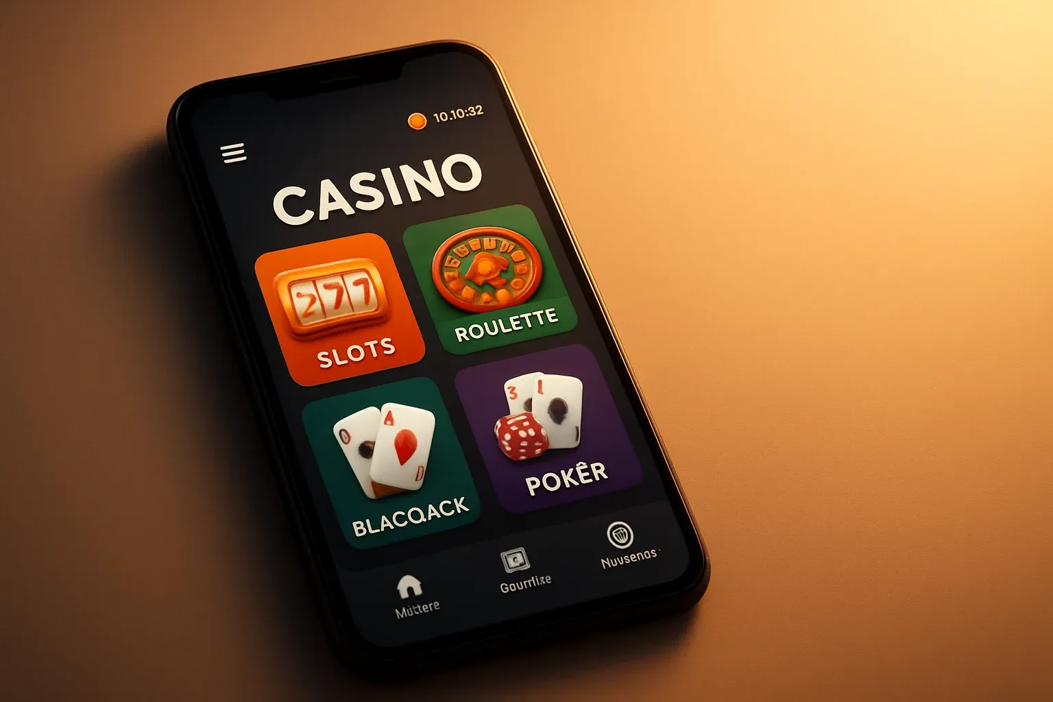Android smartphone displaying casino mobile app game lobby interface