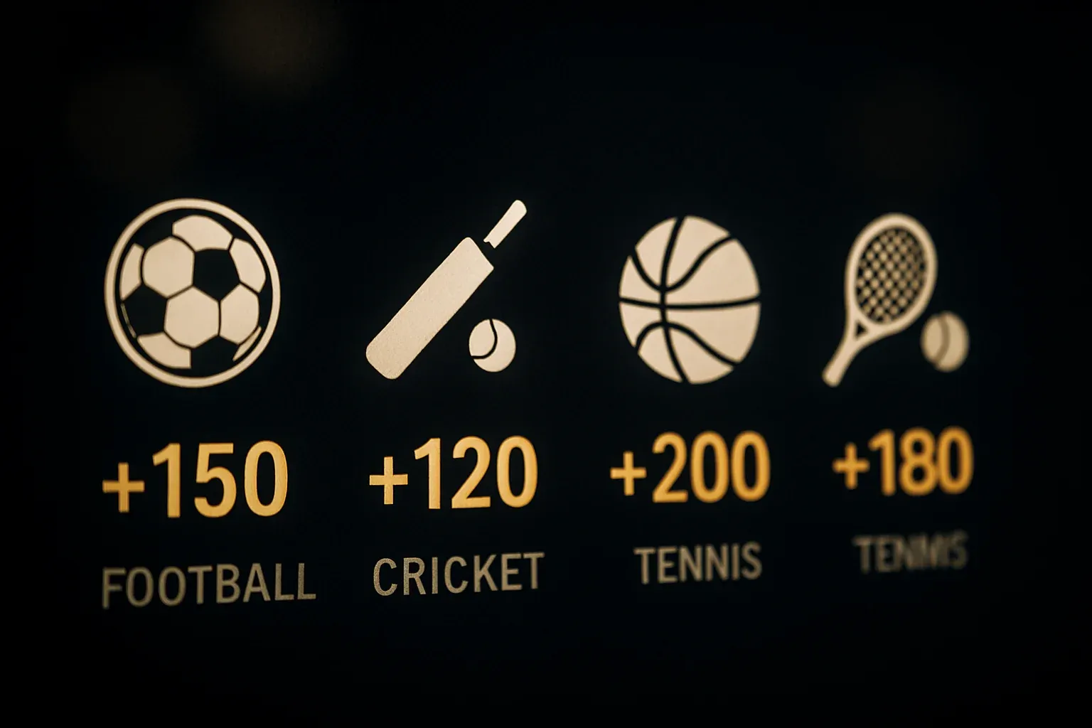 Sports betting markets with football cricket basketball tennis icons and odds
